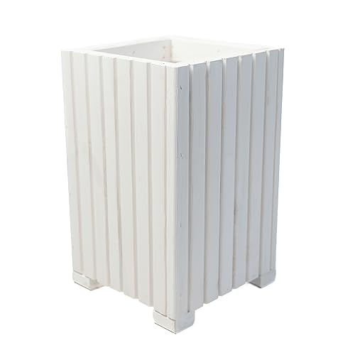 BOGATECO Blumenkasten aus Holz | Pflanzkasten | Blumentopf 40 x 25 x 25cm | Kräutertopf für zu Hause Garten Balkon Terrasse | Topf mit Kunststoffeinsatz | Imprägniert | Weiß von BOGATECO