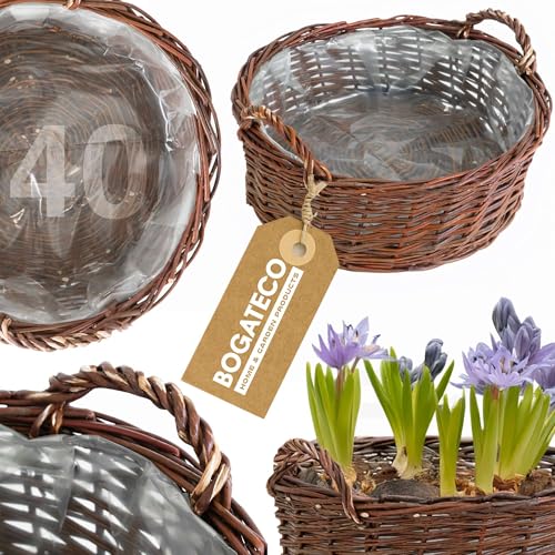 BOGATECO Blumentopf aus Korbgeflecht | Handgefertigter Blumentopf-Übertopf aus Weide runder Weidenkorb BOGATECO Blumentopf aus Korbgeflecht | Handgefertigter Blumentopf-Übertopf aus Weide runder Weidenkorb von BOGATECO