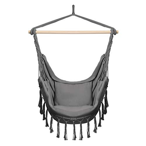 BOGATECO Hängesessel mit 2 Kissen | Hängestuhl für Erwachsene & Kinder | Belastbar bis 150 kg | Hängesitz für Indoor & Outdoor | Dungelgrau BOGATECO Hängesessel mit 2 Kissen | Hängestuhl für Erwachsene & Kinder | Belastbar bis 150 kg | Hängesitz für Indoor & Outdoor | Dungelgrau von BOGATECO