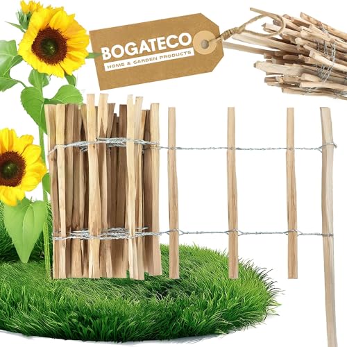 BOGATECO Haselnuss Roll-Steckzaun aus Holz | Gartenzaun 50cm Hoch & 500cm Lang | Holz-Zaun | Lattenabstand 7-8cm | Staketenzaun Perfekt als Beet-Umrandung oder Weg-Abgrenzung Zaun Garten Hundezaun von BOGATECO