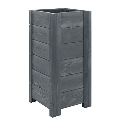 BOGATECO Holz Pflanzkasten Pflanzkübel für Blumen und hohe Pflanzen | 39 x 39 x 79 cm | Anthrazit | Blumen-Topf Perfekt für Garten, Terrasse & Balkon | Imprägniert | Mit Agro-Textil BOGATECO Holz Pflanzkasten Pflanzkübel für Blumen und hohe Pflanzen | 39 x 39 x 79 cm | Anthrazit | Blumen-Topf Perfekt für Garten, Terrasse & Balkon | Imprägniert | Mit Agro-Textil von BOGATECO