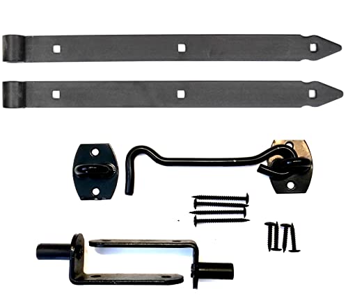 BOGATECO Kompletter Bausatz für ein Gartentor | Ladenband mit Kloben & Schrauben 2er Set schwarz Torband Tor Scharnier für Gartentor BOGATECO Kompletter Bausatz für ein Gartentor | Ladenband mit Kloben & Schrauben 2er Set schwarz Torband Tor Scharnier für Gartentor von BOGATECO