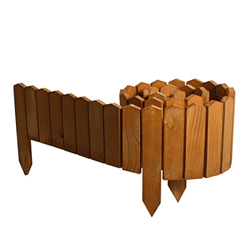 BOGATECO Rollborder Holzlatten | 10cm Hoch & 200cm lang | Holz-Zaun | Staketenzaun Perfekt als Beet-Umrandung oder Weg-Abgrenzung | Helllbraun von BOGATECO