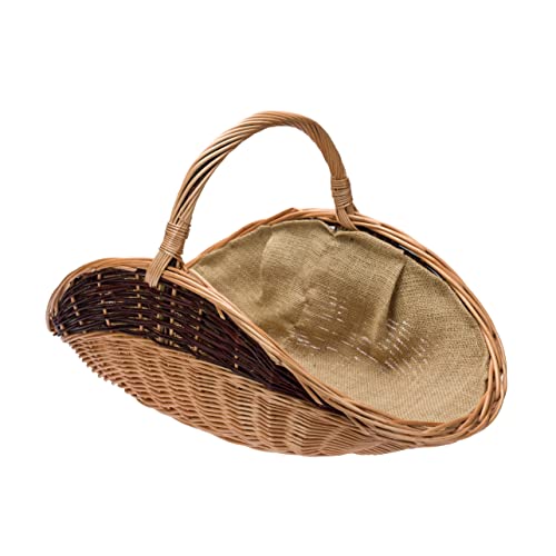 Weide-Kaminholzkorb für Holz cm mit Jute 60 x 34cm | Feuerholz korb | Holzkörbe | Kamin Aufbewahrung | Brennholzkorb | Wood Basket | Feuerholzkorb von BOGATECO
