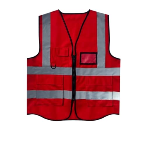 BOGAZY Reflektierende Weste Reflektierende Weste Weste Verkehr Baustelle Radfahren Reflektierende Kleidung Warnweste(Rood) von BOGAZY
