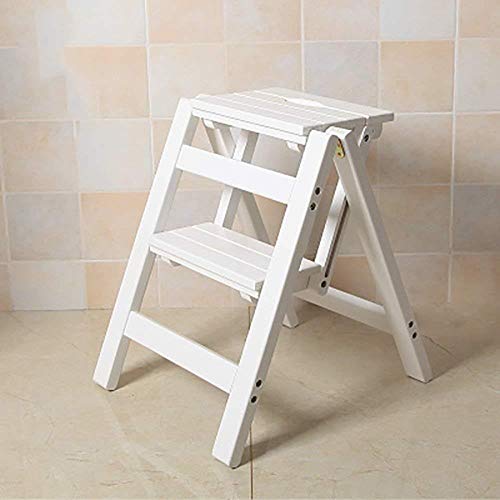 BOGDTF Fußhocker Klapptritt Hocker Leiter Hocker Blumenregal Ständer Haushalt Holzleiter Stuhl Multifunktions Ascend Leiter/C von BOGDTF
