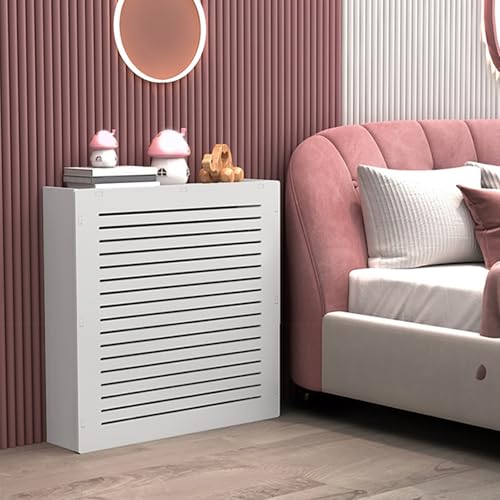 BOGDTF Heizkörperabdeckung Lamelle Heizkörperregal Heizkörperabdeckung Modern Heizkörperabdeckung Grill Regal Schrank Belüftet Sicherheitsdampf Dekorative Heizkörperabdeckung für Zimmer Waschbar von BOGDTF