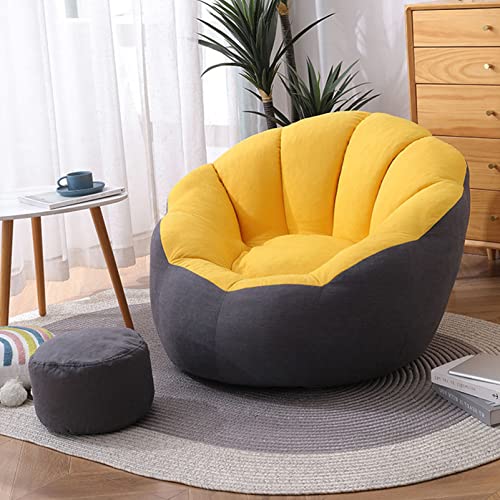 BOGDTF Sitzsack-Stuhl, Liege-Sitzsack für Erwachsene, Teenager, persönliche Größe, einzelner Sitzsack-Loungesessel zum Spielen, Lesen und Entspannen, Gelb + Grau von BOGDTF