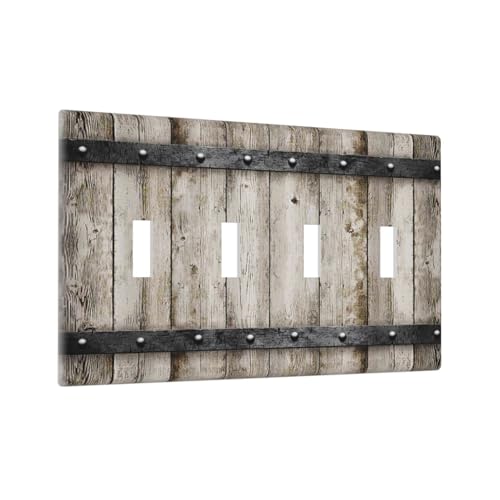 Farm Vintage Braunes Holz 4-Gang Quad Kippschalter Abdeckplatte Dekorative Elektrische Frontplatte Dekorative Schalterplatte Schraubenlos Farm Vintage Braunes Holz 4-Gang Quad Kippschalter Abdeckplatte Dekorative Elektrische Frontplatte Dekorative Schalterplatte Schraubenlos von BOGOSERY