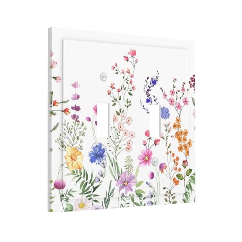 Spring Nature 2-Gang-Doppel-Kippschalter, Lichtschalter-Abdeckung, Wandplatte, elektrische Frontplatte, dekorative Doppelgeräte-Schalterplatte von BOGOSERY