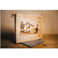 Brandbild Wandbild Stehbild Holzbild "Altholz" Rustikal Jagd Motiv Elch in Der Wildnis von BOGravurtechnik