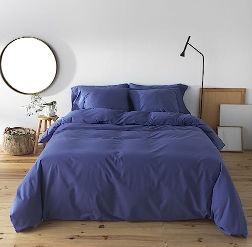 BOHEME Bettbezug, einfarbig, Blau, 100% Baumwolle, Fadenzahl 200, Bett 180 cm von BOHEME