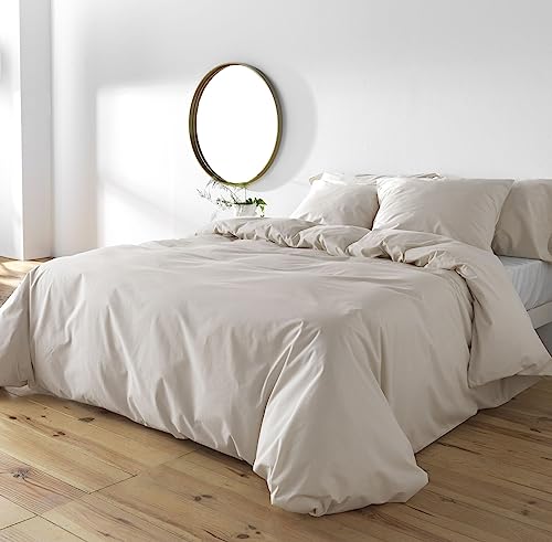 BOHEME Bettbezug Lisa Beige Leinen, 100% Baumwolle, Fadenzahl 200, Bett 180 cm von BOHEME