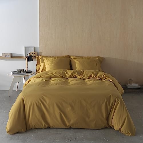 BOHEME Lisa Bettbezug, 100% Baumwolle, Fadenzahl 200, für Bett mit 150 cm, Ocker von BOHEME
