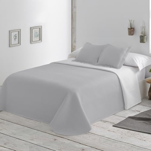 BOHEME Tagesdecke, glatt, wendbar, Grau, für Bett 150 cm - 250 x 270 cm von BOHEME