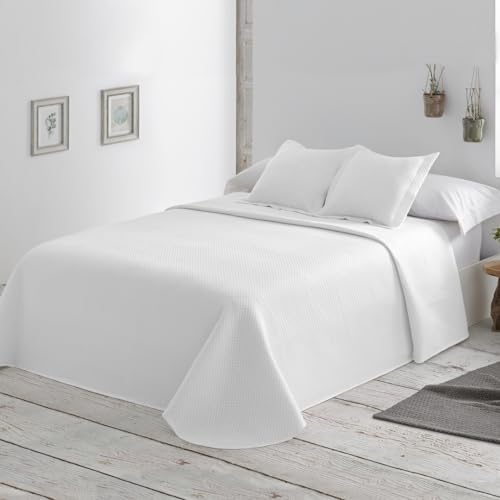 BOHEME Tagesdecke, glatt, wendbar, Weiß, für Bett 150 cm - 250 x 270 cm von BOHEME