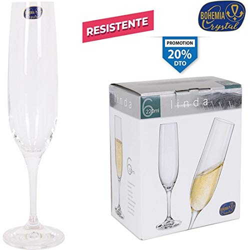 SET 6 COPA CAVA CRISTAL BOHEMIA 220CC LINDA von Bohemia Crystal