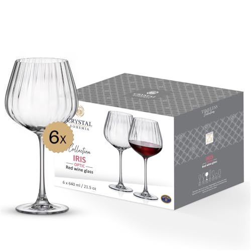 Crystal Bohemia Rotweingläser - Tulpenkelch - 6er Set, je 640 ml, spülmaschinenfest, langlebig, kratzfest & bleifrei - Elegante Weingläser aus Kristallglas - Ideal als Geschenk für Weinliebhaber von BOHEMIA CZECH REPUBLIC