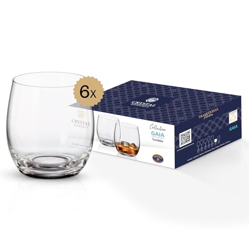 Crystal Bohemia Tumbler Glas-Set - 6er Set, je 410 ml, spülmaschinenfest, robust, kratzfest & elegant - Vielseitige Kristallgläser für Whisky, Cocktails & Softdrinks - Ideal als Geschenk von BOHEMIA CZECH REPUBLIC