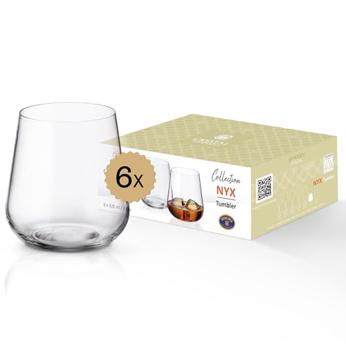 Crystal Bohemia Whiskygläser - 6er Set, je 320 ml, spülmaschinenfest & robust - Vielseitige Tumbler aus Kristallglas für Whisky, Cocktails & Wasser - Ideal für Hausbar, Alltag & als Geschenk von BOHEMIA CZECH REPUBLIC
