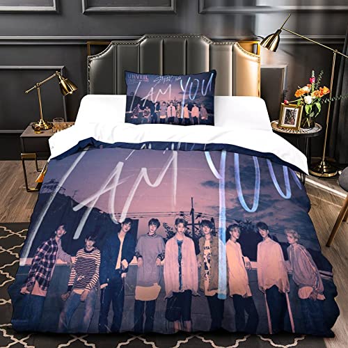 BOHHO 3D Stray Kids Bettbezug streunende Kinder Bettwäsche-Sets Polycotton Steppbettbezüge Single（135x200cm） von BOHHO