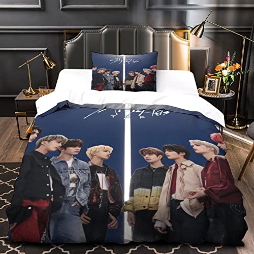 BOHHO Bettbezug-Set streunende Kinder Bettwäsche-Sets Weicher Mikrofaser-Bettbezug 3D Stray Kids Thema Schlafzimmerdekor Für Kinder Erwachsene Single（135x200cm） von BOHHO