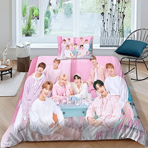 BOHHO Bettwäsche 3D Stray Kids Bettbezug Single（135x200cm） Bettwäsche Set 2 Teilig Bettbezüge Mikrofaser Bettbezug Mit Reißverschluss Und Kissenbezug streunende Kinder von BOHHO