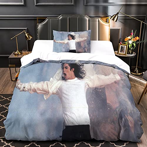 BOHHO Bettwäsche Bettbezug-Set 3D Michael Jackson King of Pop Bettbezug Weiche Mikrofaser Schlafzimmer-Bettwäsche-Set Bettwäsche-Set Für Teenager Und Erwachsene Single（135x200cm） von BOHHO