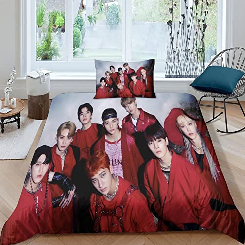 BOHHO Bettwäsche Bettbezug-Set 3D Stray Kids streunende Kinder Bettbezug Weiche Mikrofaser Schlafzimmer-Bettwäsche-Set Bettwäsche-Set Für Teenager Und Erwachsene Single（135x200cm） von BOHHO