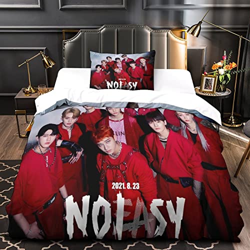 BOHHO Stray Kids Bettwäsche Single（135x200cm） streunende Kinder Bettbezug-Set BettwäSche streunende Kinder Mit KissenbezüGen Single（135x200cm） von BOHHO