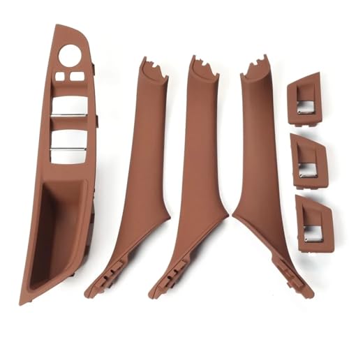 Innentürgriffe Auto Für 5 Series F10 F18 523 525 528 Left Drive LHD Beige Schwarz Carbon Faser Auto Innen Tür Griff Pull 7PCS Set 4 Farben Auto Innentürgriffe (Farbe : Red Brown) von BOHHO