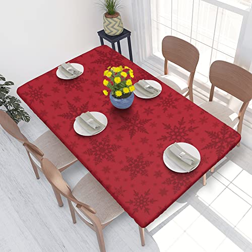 Tischdecke, weihnachtlich, rot, Weihnachtsschneeflocke, mit elastischem Rand, wasserdicht, Tischdecke, Dekoration, 1,2 m, Tischunterlage für Esszimmer von BOHHO