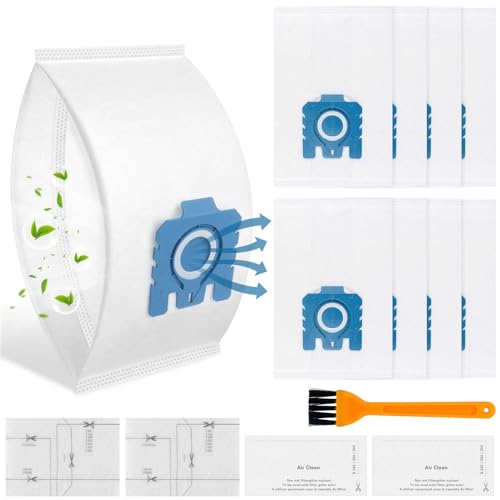 8 Stück 3D Staubsaugerbeutel Filtern Kompatibel mit Miele HyClean GN Staubsauger für Classic C1 Complete C2 C3,S2 S4 S5 S6 S8 mit 2 Motorschutzfilter und 2 Abluftfilter Ersatz Zubehör ﻿ von BOHJPIS