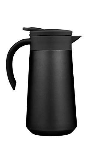BOHORIA® Isolierkanne | Thermoskanne | Kanne für Kaffee, Tee & Wasser | Edelstahl | Quick Tip Verschluss | 0,8 Liter (Black) von BOHORIA