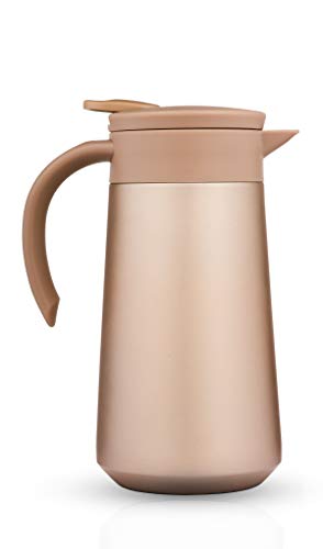 BOHORIA® Isolierkanne | Thermoskanne | Kanne für Kaffee, Tee & Wasser | Edelstahl | Quick Tip Verschluss | 0,8 Liter (Gold) von BOHORIA