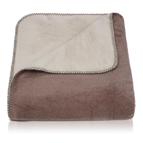 BOHORIA® Kuscheldecke Cozy Cotton 150x200cm | Winterdecke flauschig für Sofa, Sessel & Bett | Baum-Wolldecke Sofadecke Wohndecke (Pecan, 150 x 200 cm) von BOHORIA