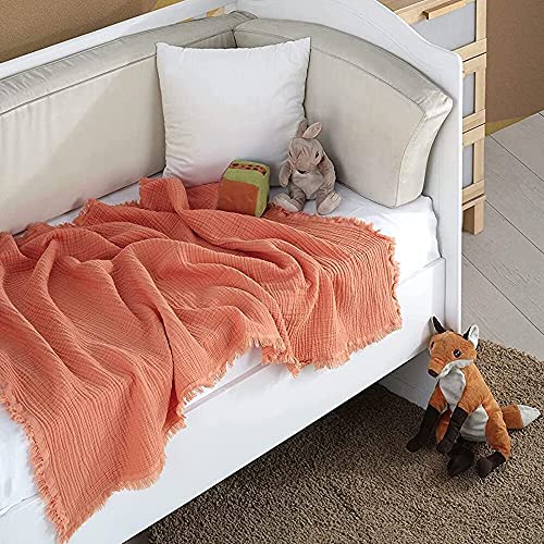 BOHORIA® Musselin Baby Kuscheltuch 4-lagig Oeko Tex | 100% Baumwolle | Überwurf für Sofa, Sessel & Bett | Kuscheldecke Babydecke Mulltuch (80 x 130 cm, Peach) von BOHORIA