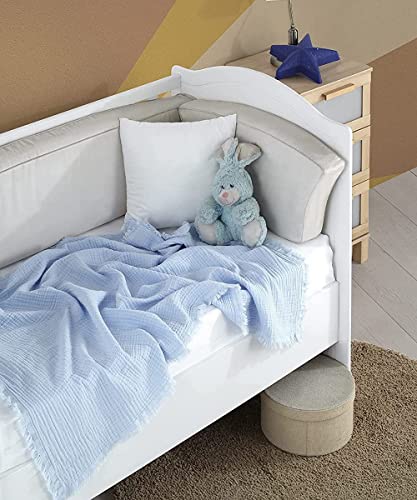 BOHORIA® Musselin Baby Kuscheltuch 4-lagig Oeko Tex | 100% Baumwolle | Überwurf für Sofa, Sessel & Bett | Kuscheldecke Babydecke Mulltuch (80 x 80 cm, Sky) von BOHORIA