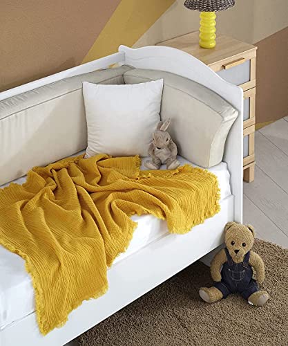 BOHORIA® Musselin Baby Kuscheltuch 4-lagig Oeko Tex | 100% Baumwolle | Überwurf für Sofa, Sessel & Bett | Kuscheldecke Babydecke Mulltuch (80 x 130 cm, Sun) von BOHORIA