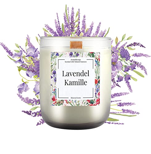 BOHORIA® Kerze im Glas Aromatherapie – Knisternder Holzdocht - Enthält natürliche Öle – Duftkerze (Lavendel Kamille) von BOHORIA
