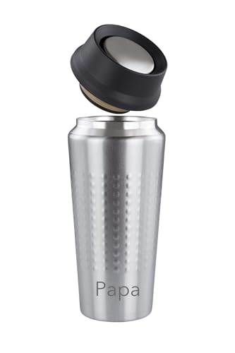 BOHORIA® Premium Edelstahl Thermo-to-Go-Becher mit Gravur – personalisierte Geschenkidee – Doppelwandig & Vakuumisoliert - 360 ml – Reise-Becher Kaffee und Tee – Autobecher Travel Mug (Silver) von BOHORIA