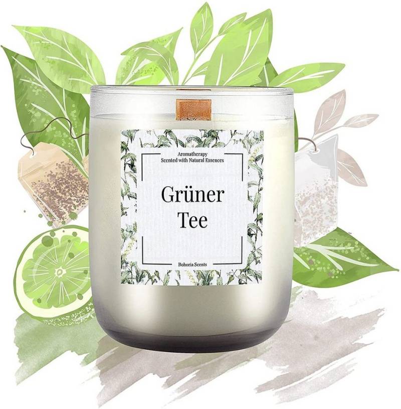BOHORIA Duftkerze BOHORIA® Aromatherapie Duftkerze mit Holzdocht und natürlichen Ölen, handbefüllt von BOHORIA