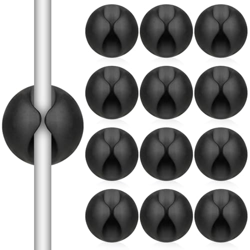 BOHUIZ 12 Stüc Kabelhalter Kabelclips, Kabelhalter Selbstklebend Kabel Organizer Kabelklemmen Kabel Halter für USB Ladekabel Netzkabel Audiokabel Schreibtisch Ladekabeln (Schwarz) von BOHUIZ
