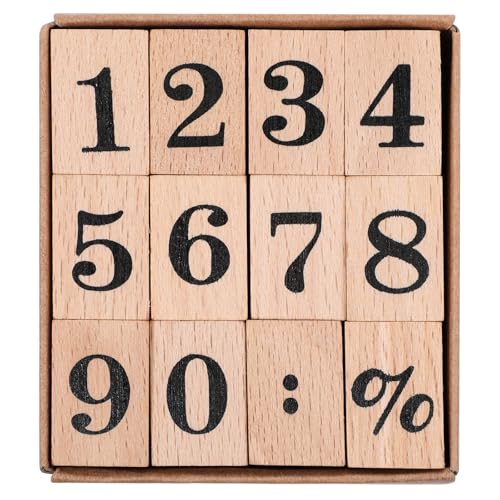 BOHUIZ 12 Stück Zahlen Holzstempel, Nummer 0 bis 9 Holz Gummistempel Stempel Zahlen für DIY Grußkarten Scrapbooking Handwerk Kartenherstellung von BOHUIZ