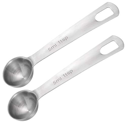 BOHUIZ 2 Stück 5mL Messlöffel, Mini-Messlöffel Edelstahl Measuring Spoons Kaffeelöffel Portionierer Gewürzlöffel Dosierlöffel für Backen Kochen von BOHUIZ