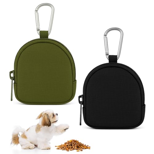BOHUIZ 2 Stücke Leckerlibeutel für Hunde, Hundeleckerli Tasche Futterbeutel Hundetraining mit Reißverschluss und Karabiner Leckerlitasche Hunde Beutel Tragbare Mini Tasche für Hundetraining von BOHUIZ