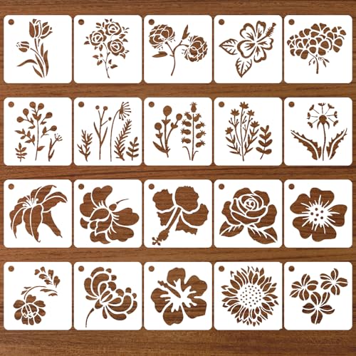 BOHUIZ 20 Stück Malschablonen, Schablonen Blumen wiederverwendbare Kunststoff Schablonen malen für Bastelarbeiten Möbel Wand Scrapbooking DIY Malerei Holz Möbel 7.5x7.5cm BOHUIZ 20 Stück Malschablonen, Schablonen Blumen wiederverwendbare Kunststoff Schablonen malen für Bastelarbeiten Möbel Wand Scrapbooking DIY Malerei Holz Möbel 7.5x7.5cm von BOHUIZ
