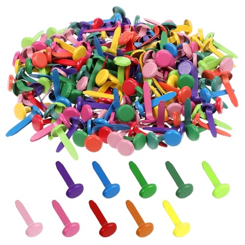 BOHUIZ 200 Stück Musterbeutelklammern, Rundkopfklammern usterklammern Metall Briefklammern Mini Bunte Brads Papier Verschlüsse für Schule Büro Kartenherstellung DIY Scrapbooking Handwerk von BOHUIZ
