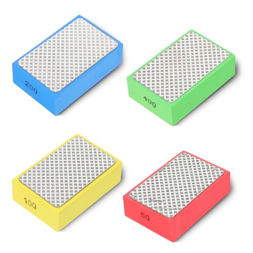 BOHUIZ 4 Stück Glass Schleifer, Diamant Handpolierpads Glasschleifer Set für Glaspolitur Fliesen Schleifen Marmor Polierset 60# 100# 200# 400# von BOHUIZ
