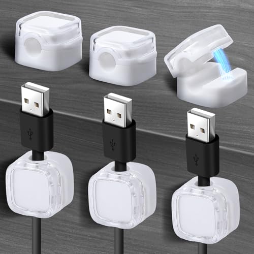 BOHUIZ 6 Stück Kabelhalter Kabelhalter, Kabelhalter Magnetisch Ladekabel Halter Schreibtisch Organizer Kabelclips für Schreibtisch, Netzkabel, USB Ladekabel, Ladegeräte, Audiokabel(weiβ) von BOHUIZ